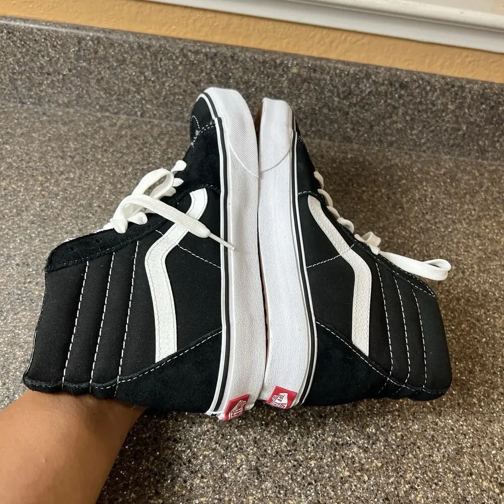 Vans Classic Sk8-Hi Black Canvas Mens Sz 7.5 Skate Shoe Womens 9 Lace Up Sneaker